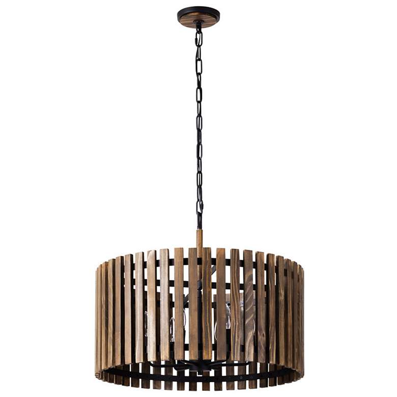 Image 2 Varaluz Suratto 24" Wide Medium Walnut 6-Light Pendant more views
