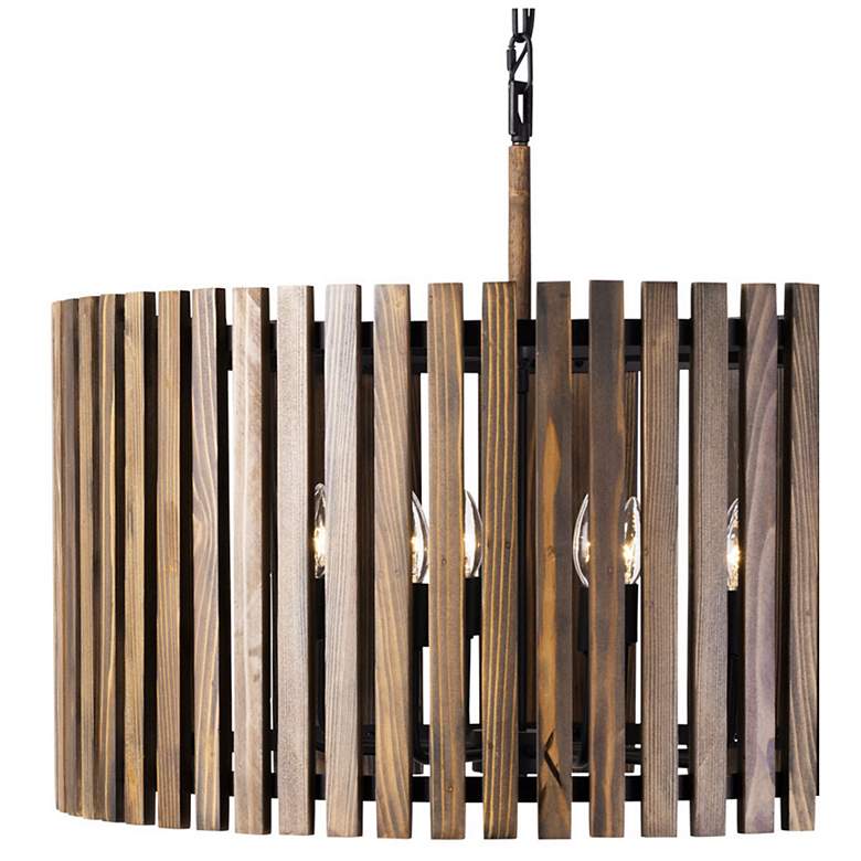 Image 4 Varaluz Suratto 24" Wide Medium Walnut 6-Light Pendant more views