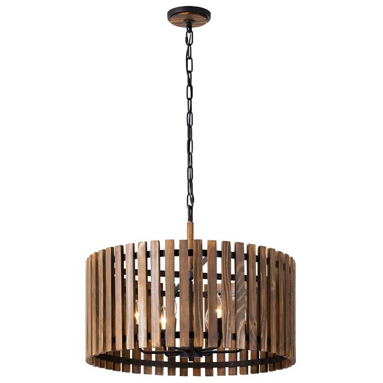 Image 6 Varaluz Suratto 24" Wide Medium Walnut 6-Light Pendant more views