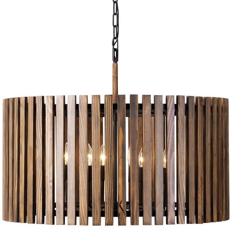 Image 1 Varaluz Suratto 30"W Black and Walnut 8-Light Pendant Light