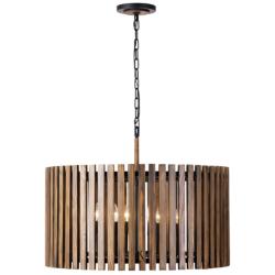 Varaluz Suratto 30"W Black and Walnut 8-Light Pendant Light