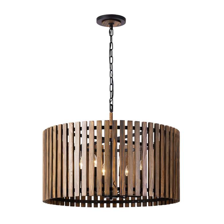 Image 3 Varaluz Suratto 30"W Black and Walnut 8-Light Pendant Light more views