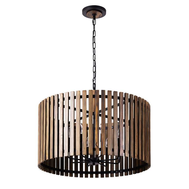 Image 4 Varaluz Suratto 30"W Black and Walnut 8-Light Pendant Light more views