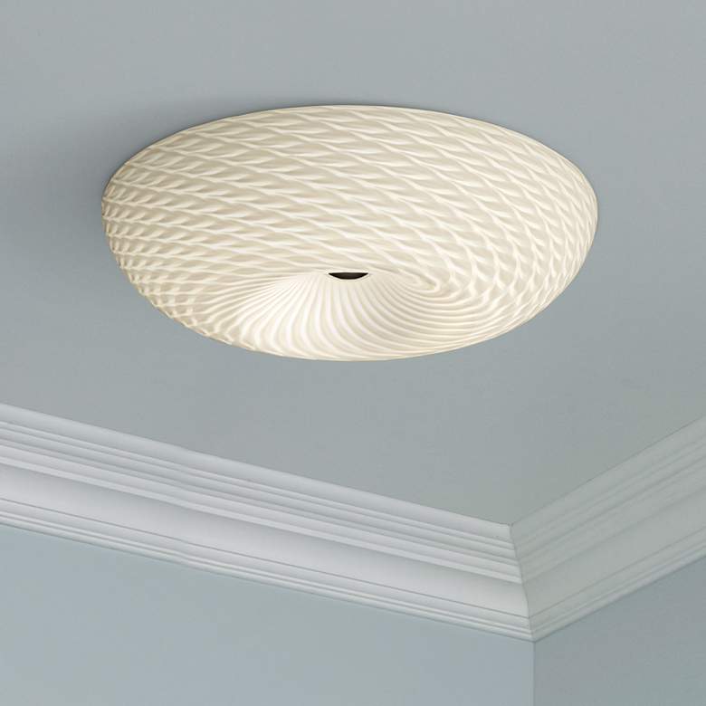 Image 1 Varaluz Swirled 18" Wide French Feather Glass 3-Light Ceiling Light