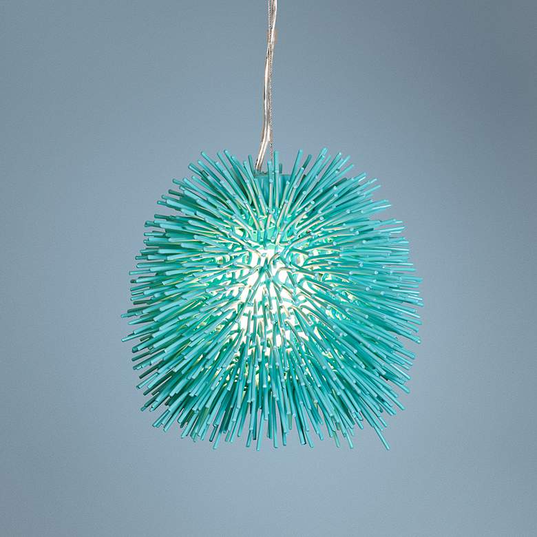 Image 1 Varaluz Urchin 9 inch Wide Aqua Velvet Mini Pendant Light