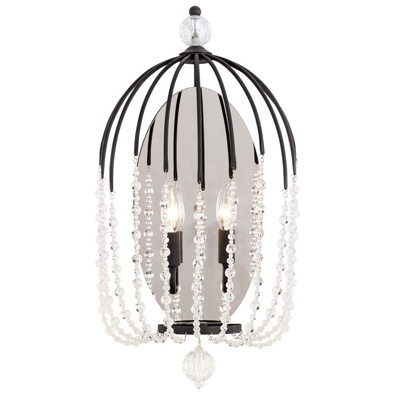 Image 1 Varaluz Voliere 12" Wide 2-Light Matte Black and Crystal Sconce