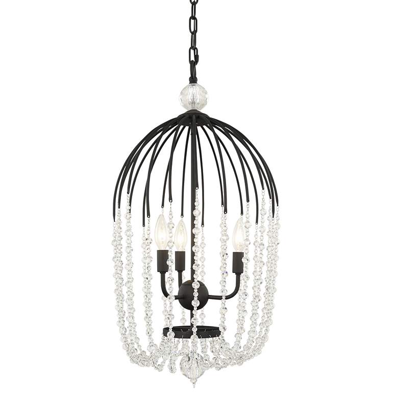 Image 1 Varaluz Voliere 14 1/2" Wide Matte Black Crystal 3-Light Pendant