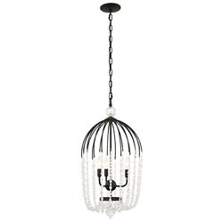 Varaluz Voliere 14 1/2" Wide Matte Black Crystal 3-Light Pendant