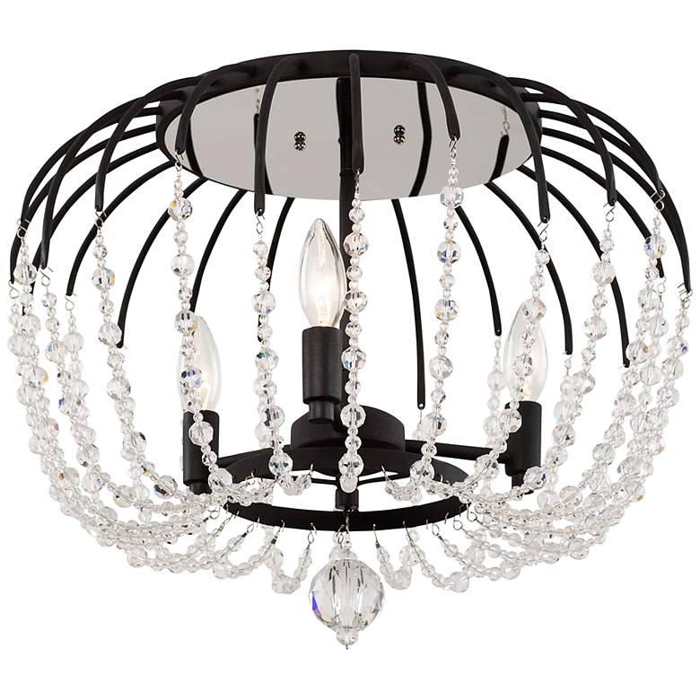 Image 1 Varaluz Voliere 18 1/2" Wide Matte Black and Crystal Ceiling Light
