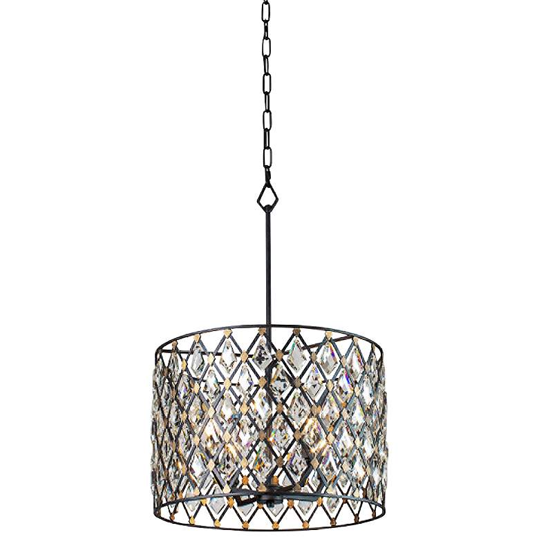 Image 1 Varaluz Windsor 18 inch Wide 4-Light Carbon and Gold Crystal Pendant Light