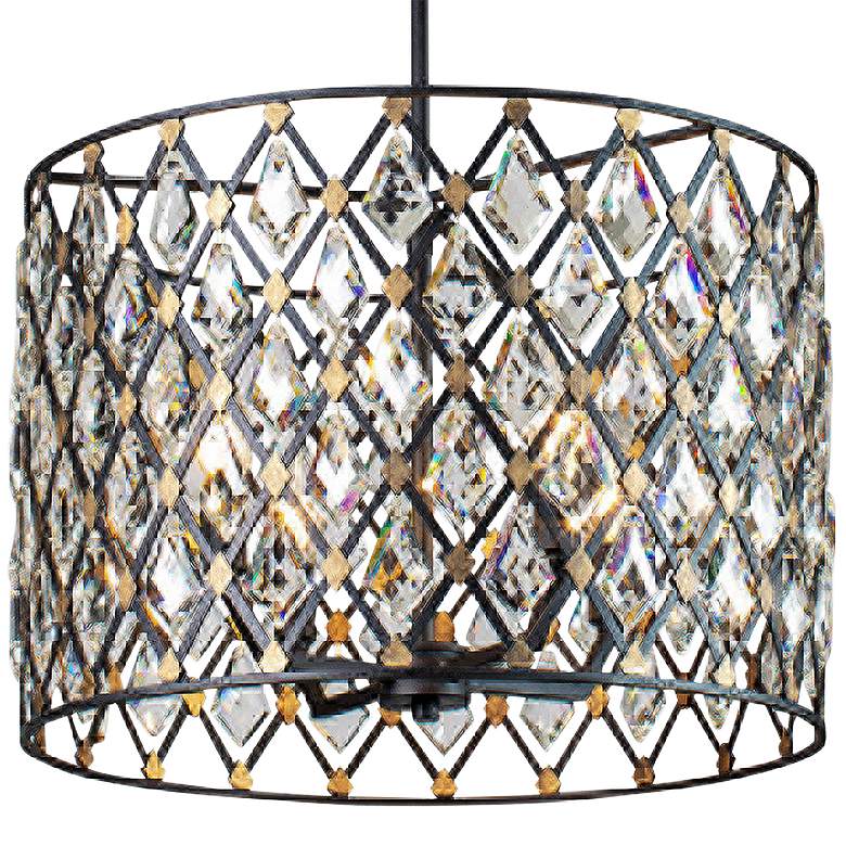 Image 2 Varaluz Windsor 18 inch Wide 4-Light Carbon and Gold Crystal Pendant Light more views