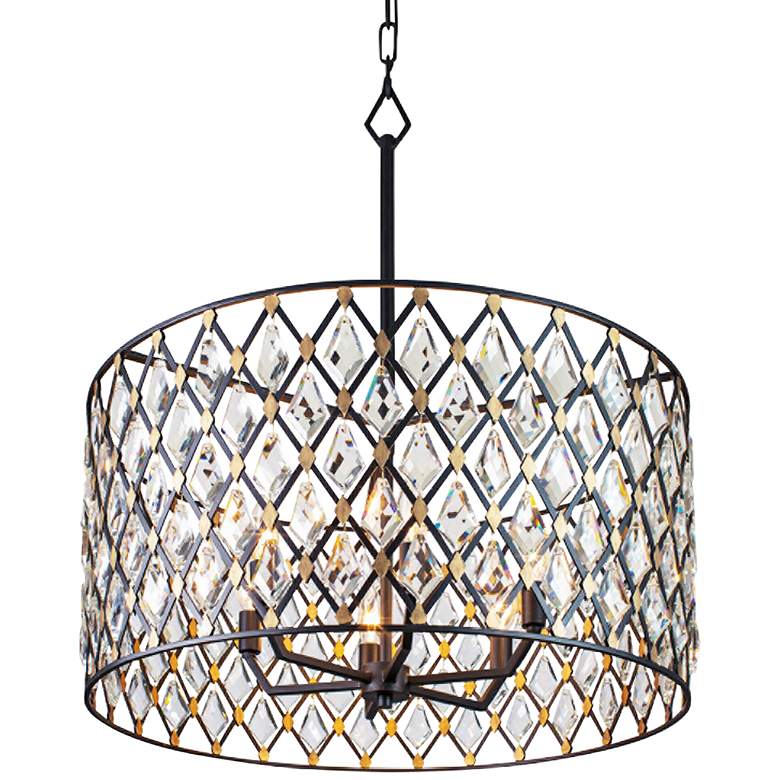 Image 1 Varaluz Windsor 25 inch Wide 6-Light Carbon and Gold Crystal Pendant Light