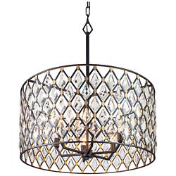 Varaluz Windsor 25" Wide 6-Light Carbon and Gold Crystal Pendant Light