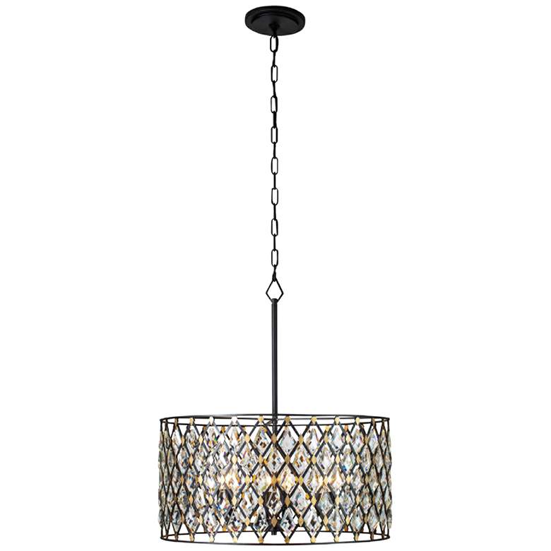 Image 3 Varaluz Windsor 25 inch Wide 6-Light Carbon and Gold Crystal Pendant Light more views