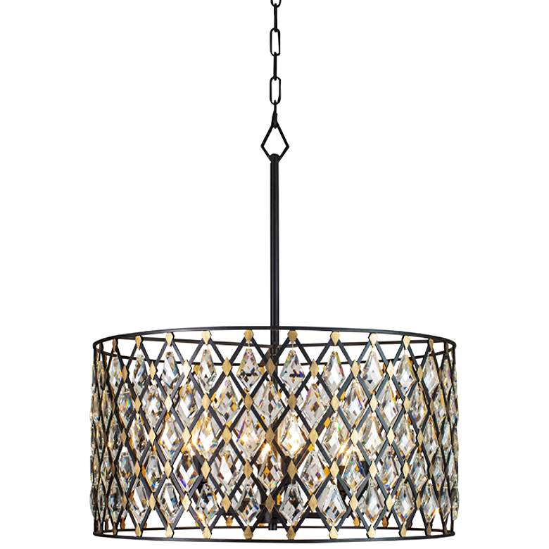 Image 4 Varaluz Windsor 25 inch Wide 6-Light Carbon and Gold Crystal Pendant Light more views