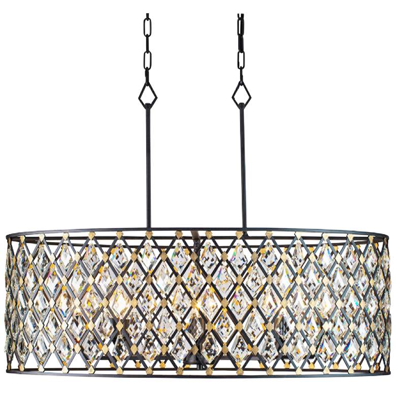 Image 1 Varaluz Windsor 36" Wide Carbon and Gold Island Crystal Pendant Light