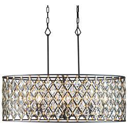 Varaluz Windsor 36" Wide Carbon and Gold Island Crystal Pendant Light