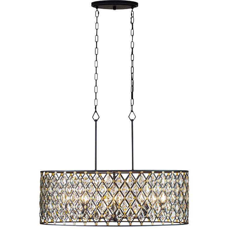 Image 2 Varaluz Windsor 36 inch Wide Carbon and Gold Island Crystal Pendant Light more views