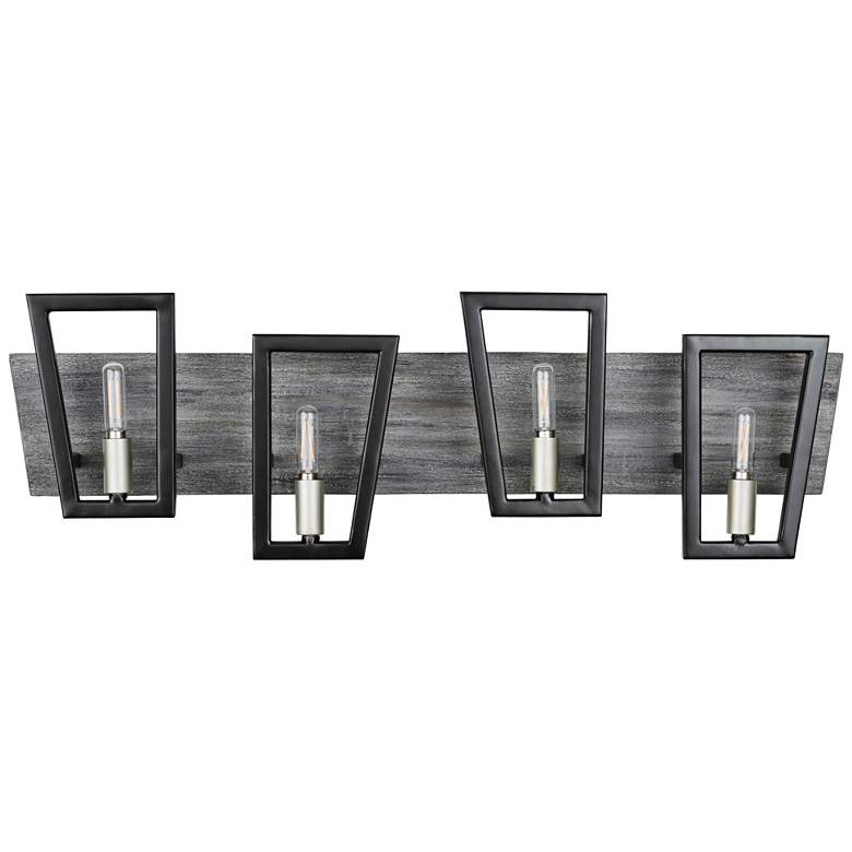Image 1 Varaluz Zag 29" Wide Black with Gray Wood 4-Light Bath Light
