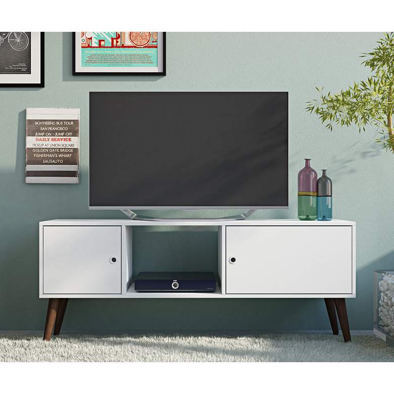 Image 1 Varberg 53 1/4 inch Wide White Wood Modern TV Media Stand