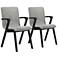 Varde Mid-Century Gray Upholstered Dining Chairs in Black Finish - Set of 2