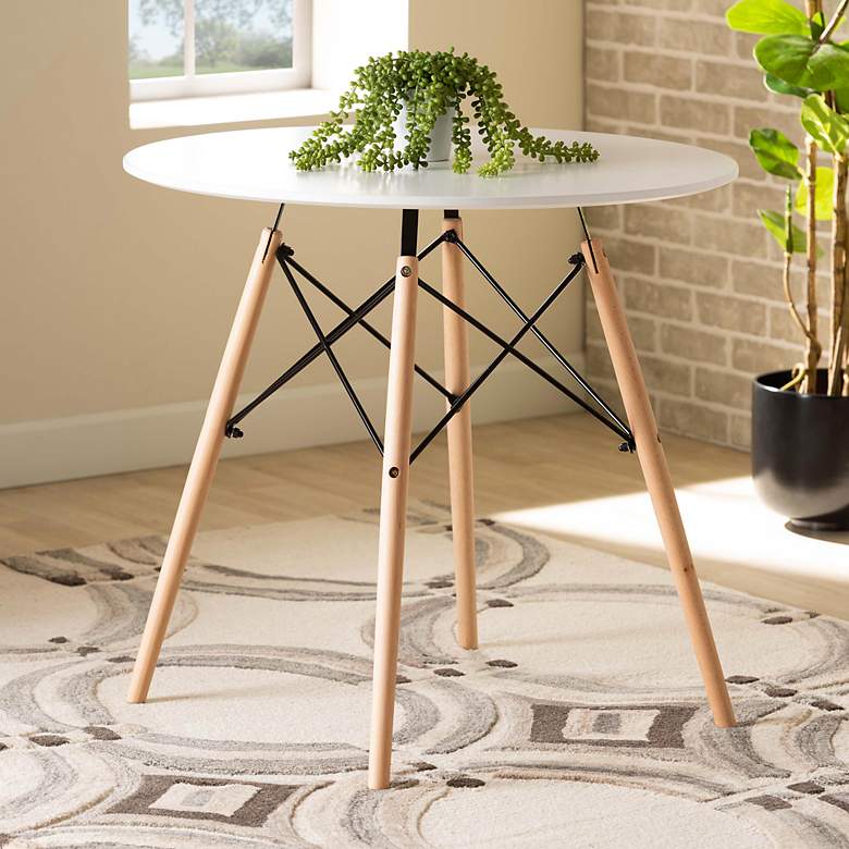 Image 1 Varen 31 1/2" Wide White Plastic Oak Brown Wood Dining Table