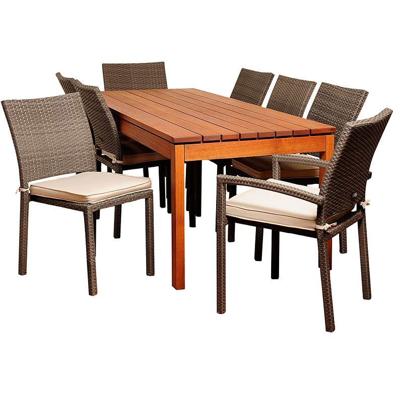 Image 1 Varennes Gray Wicker 9-Piece Outdoor Patio Dining Set