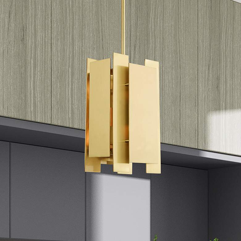 Image 1 Varick 1 Light Satin Brass Mini Pendant