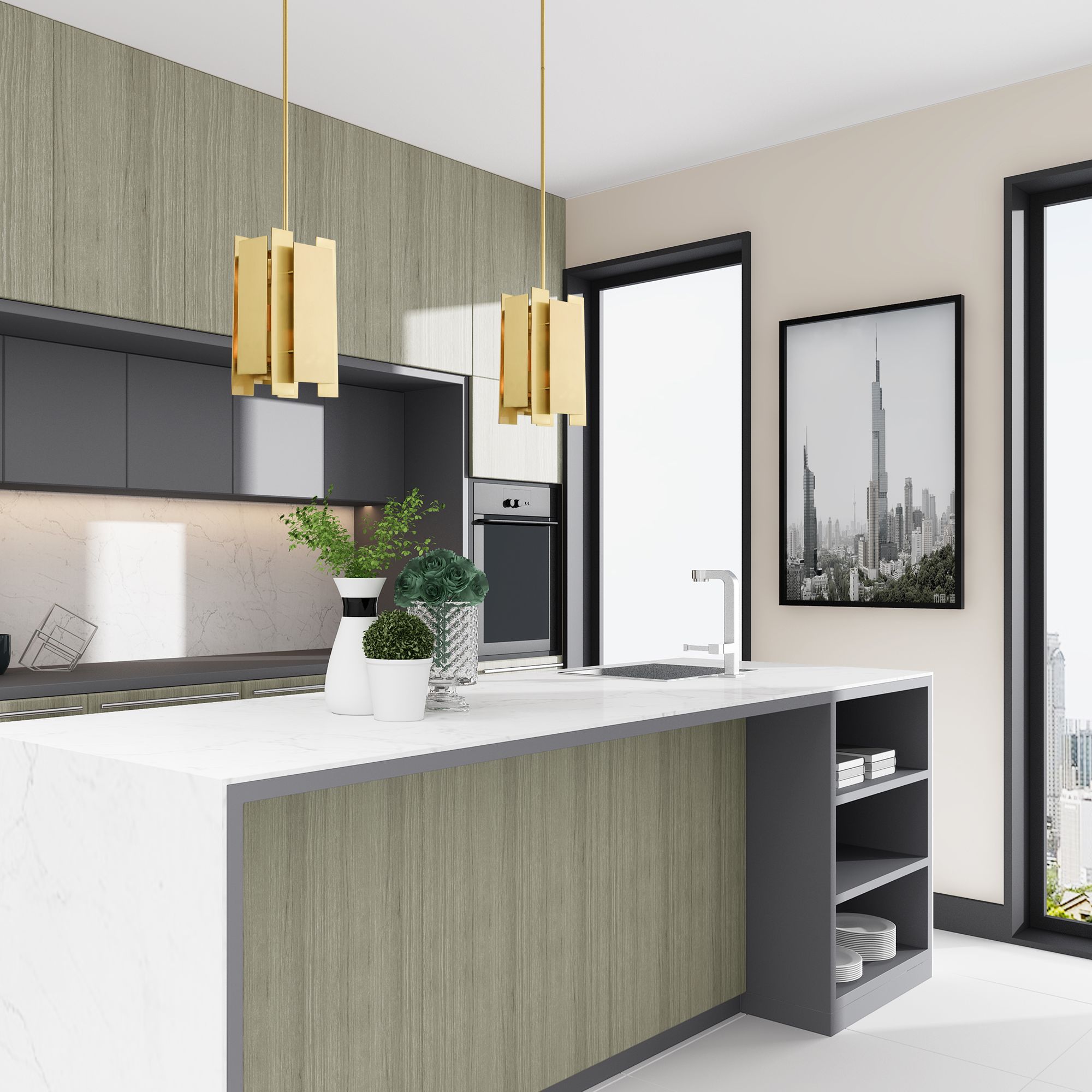 Varick 1 Light Satin Brass Mini Pendant