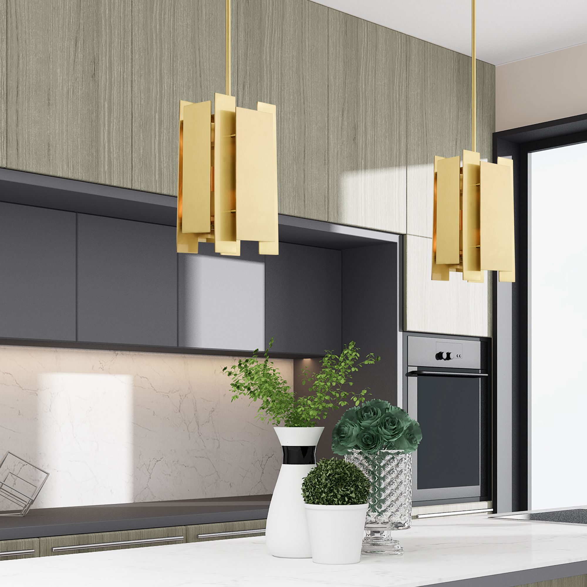 Varick 1 Light Satin Brass Mini Pendant