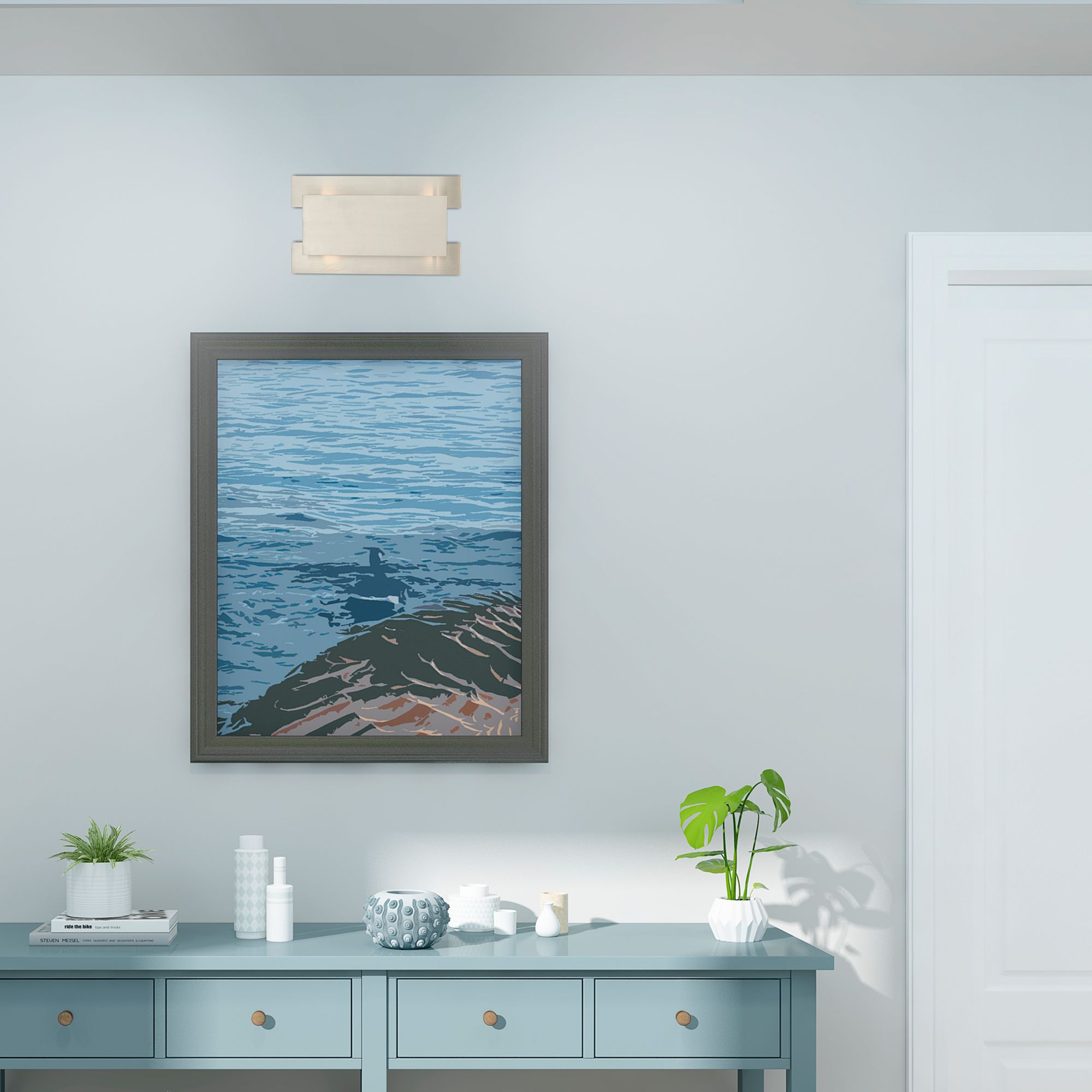 Varick 14" High Brushed Nickel Metal Wall Sconce in scene