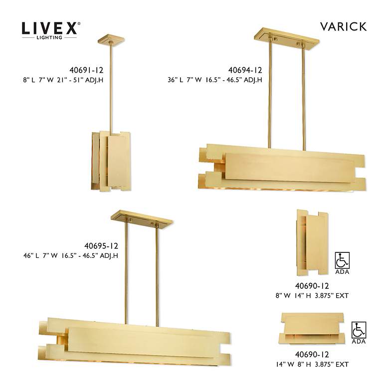Image 3 Varick 4 Light Satin Brass Linear Chandelier more views