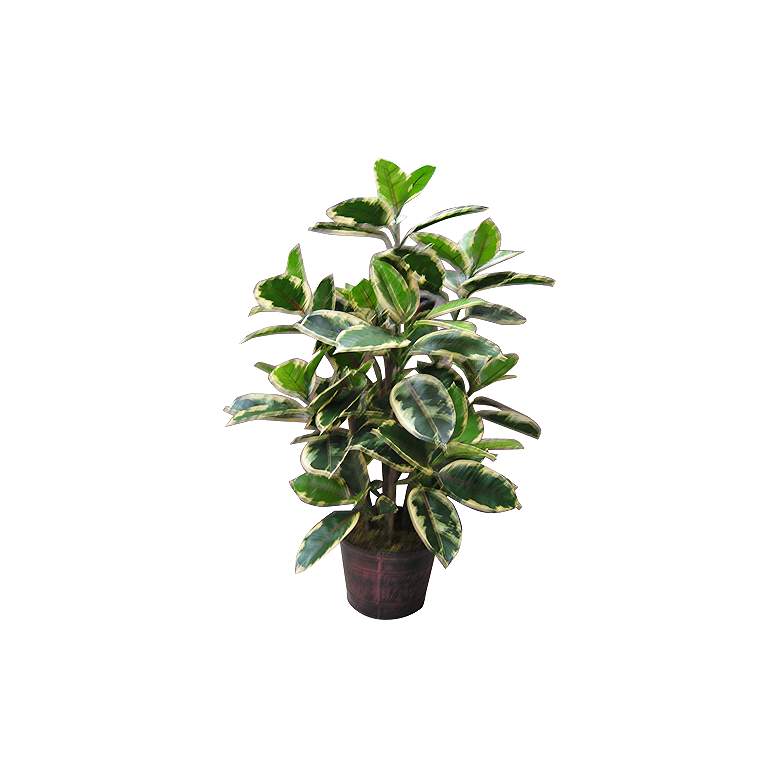 Image 1 Variegated Plant Faux Floral Arrangement in Metal Container
