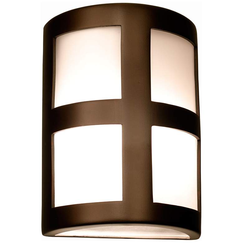 Image 1 Varien-bay-13-inch-high-ceramic-bronze-4-windows-up/down-LED-outdoor-wall