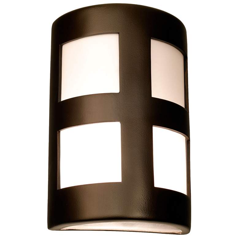 Image 1 Varien-Bay-15-inch-high-ceramic-bronze-4-windows-up/down-LED-outdoor-wall