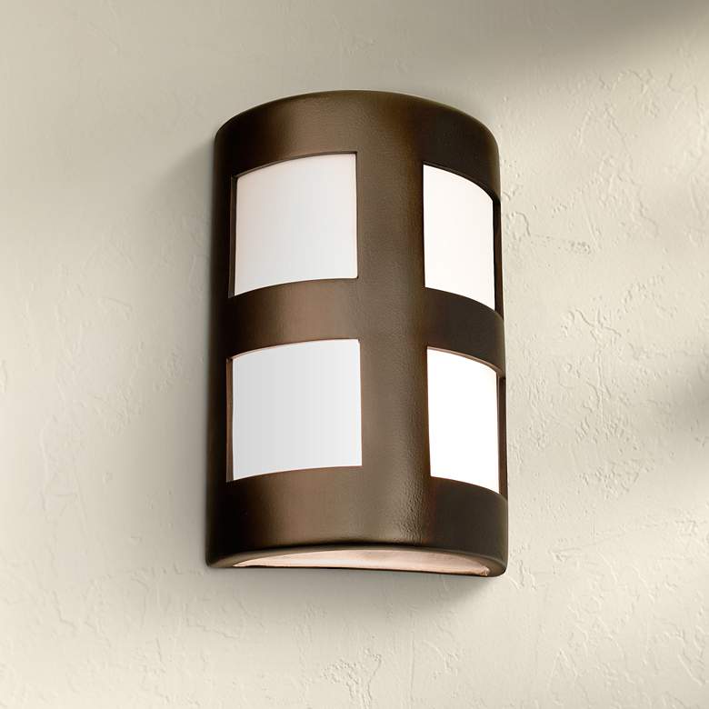 Image 1 Varien Bay 15"H Rubbed Bronze Ceramic LED Outdoor Wall Light