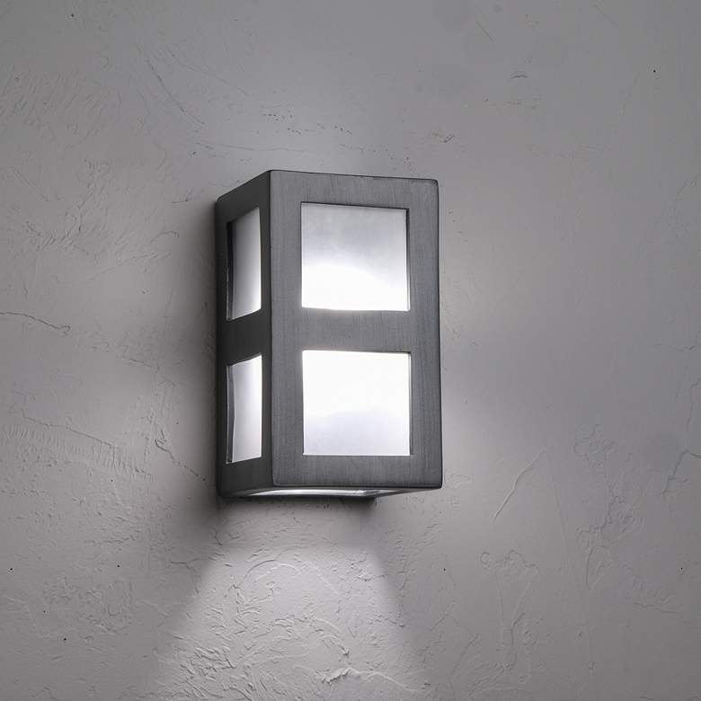 Image 3 Varien Bay 9 1/2" High Rubbed Pewter LED Outdoor Wall Light more views