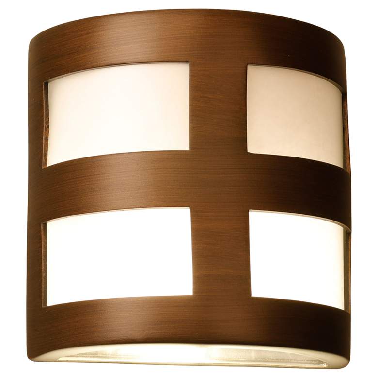 Image 1 Varien-bay-9-inch-high-ceramic-bronze-4-windows-up/down-LED-outdoor-wall