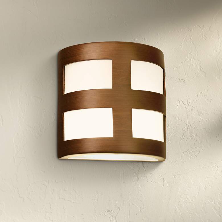 Image 1 Varien Bay 9"H Rubbed Bronze Ceramic LED Outdoor Wall Light
