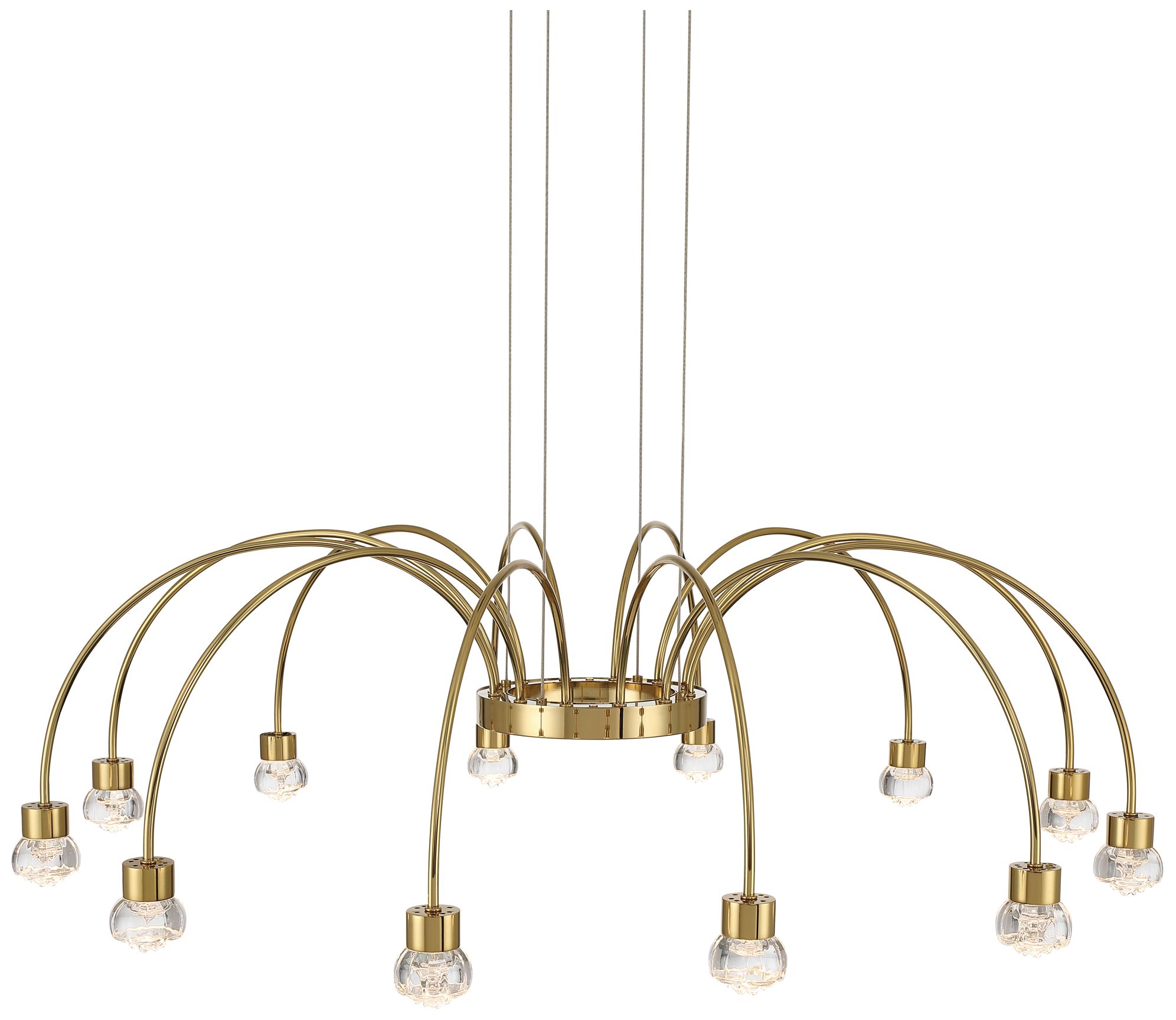 Vario Integrated LED 12 light Chandelier  Gold Rose diffusers