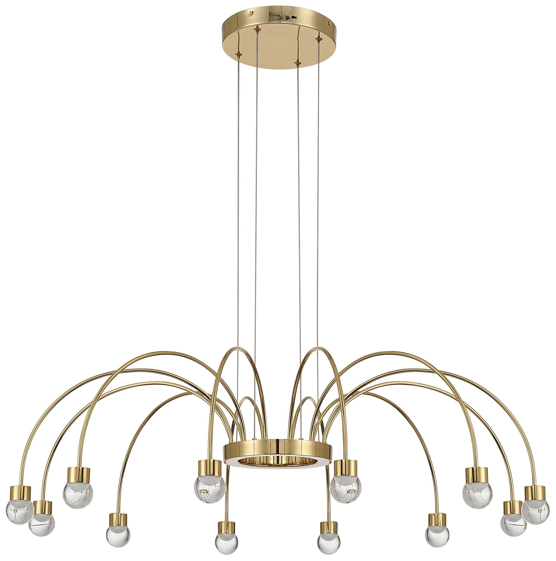 Image 2 Vario Integrated LED 12 light Chandelier Gold w Globe diffusers more views