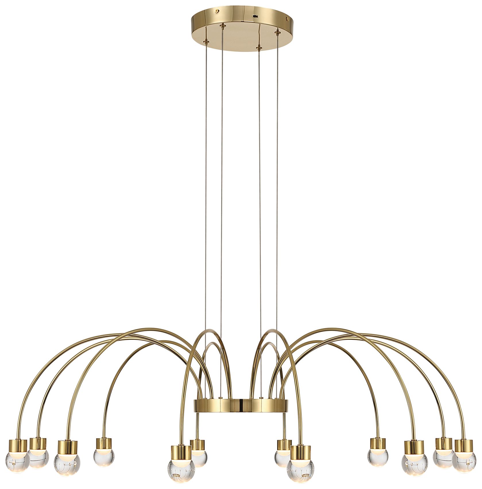 Image 3 Vario Integrated LED 12 light Chandelier Gold w Globe diffusers more views
