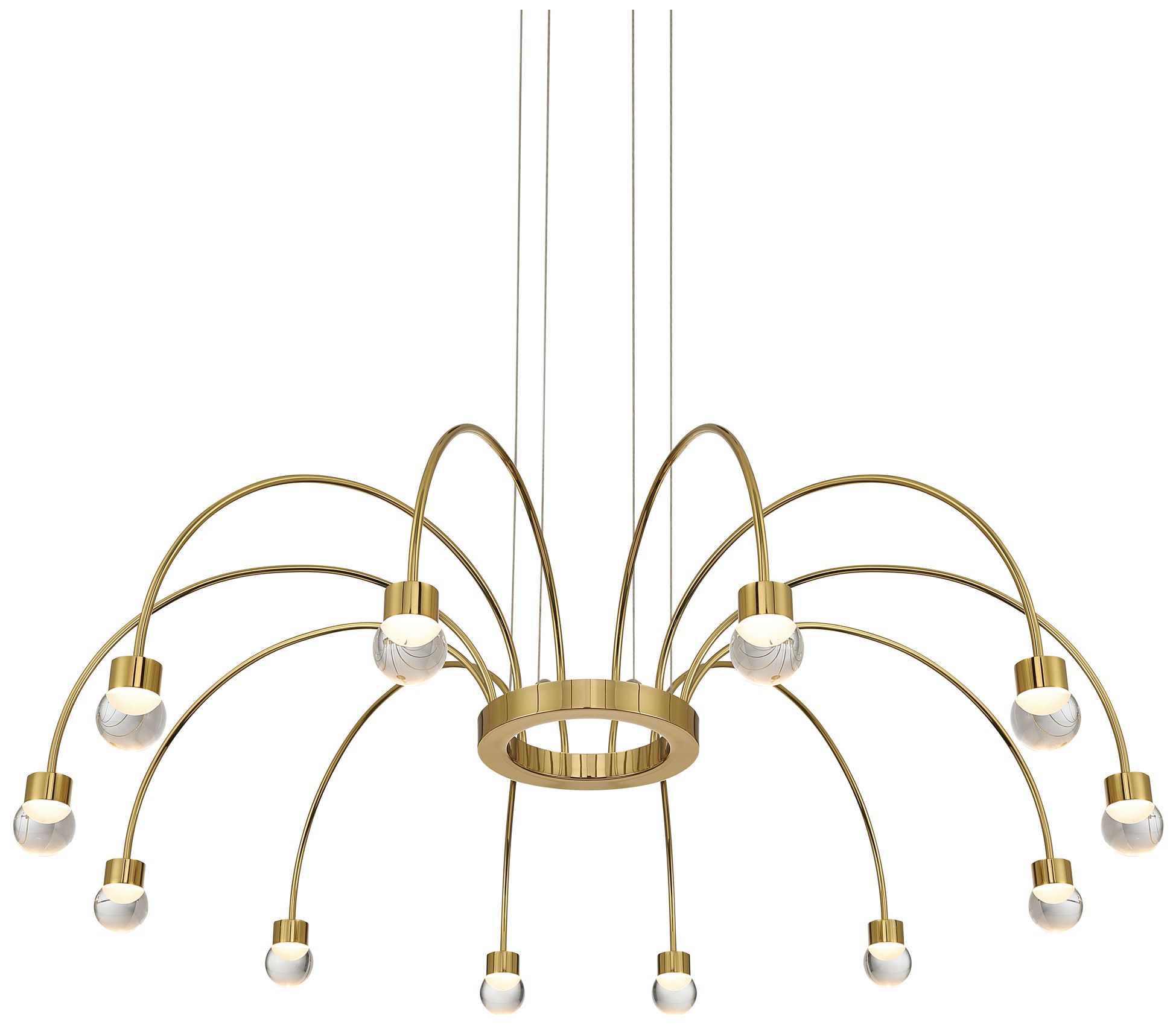 Image 5 Vario Integrated LED 12 light Chandelier Gold w Globe diffusers more views