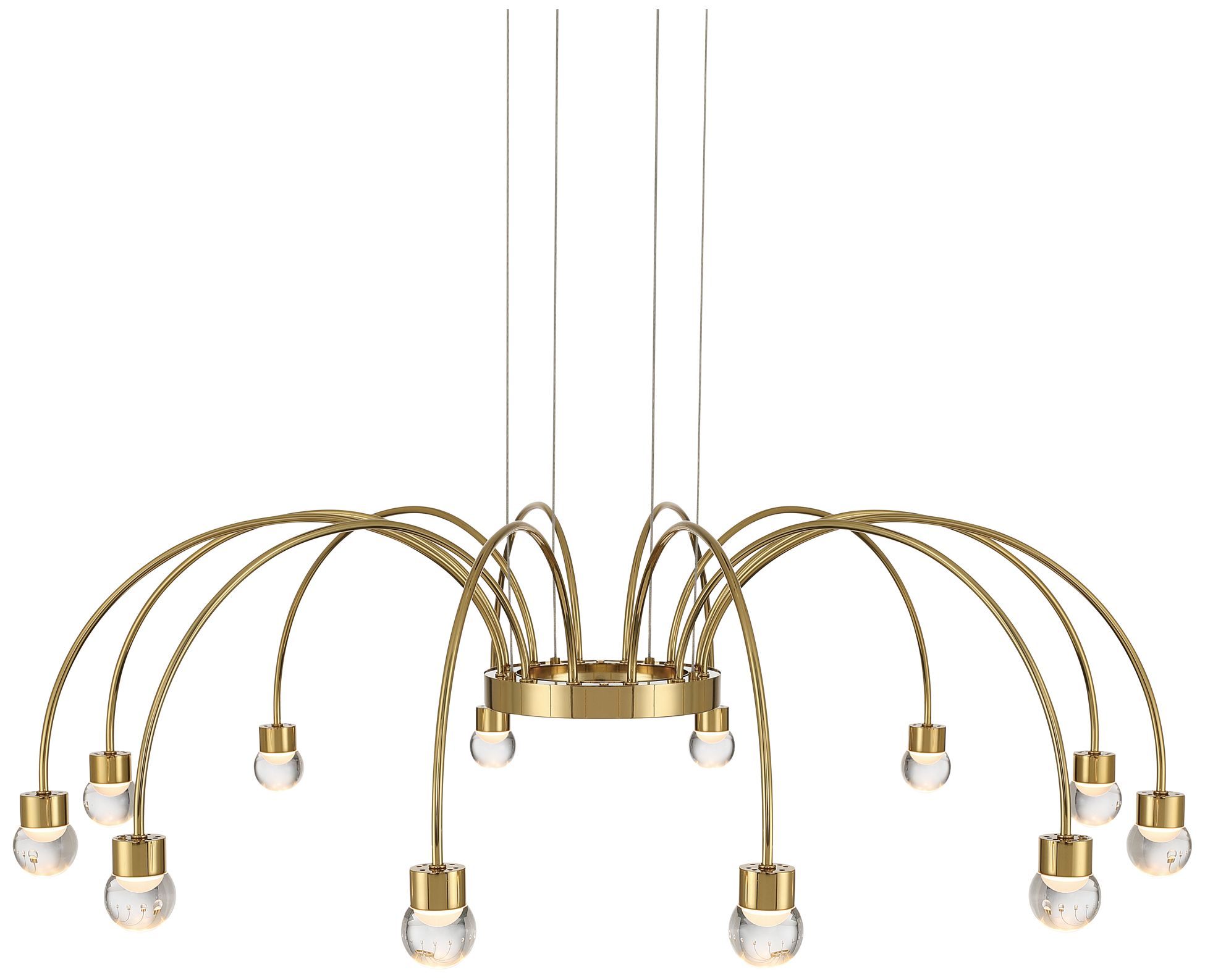 Vario Integrated LED 12 light Chandelier Gold w Globe diffusers