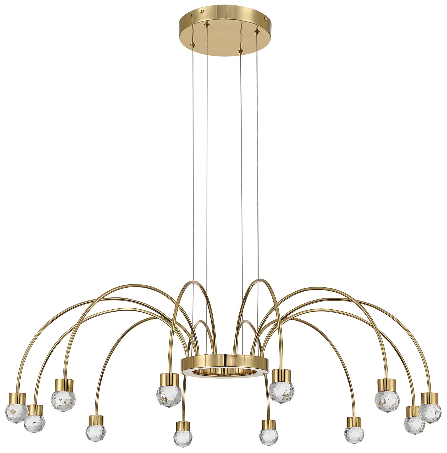 Image 2 Vario Integrated LED 12 light Chandelier in Gold with Crystal diffusers more views