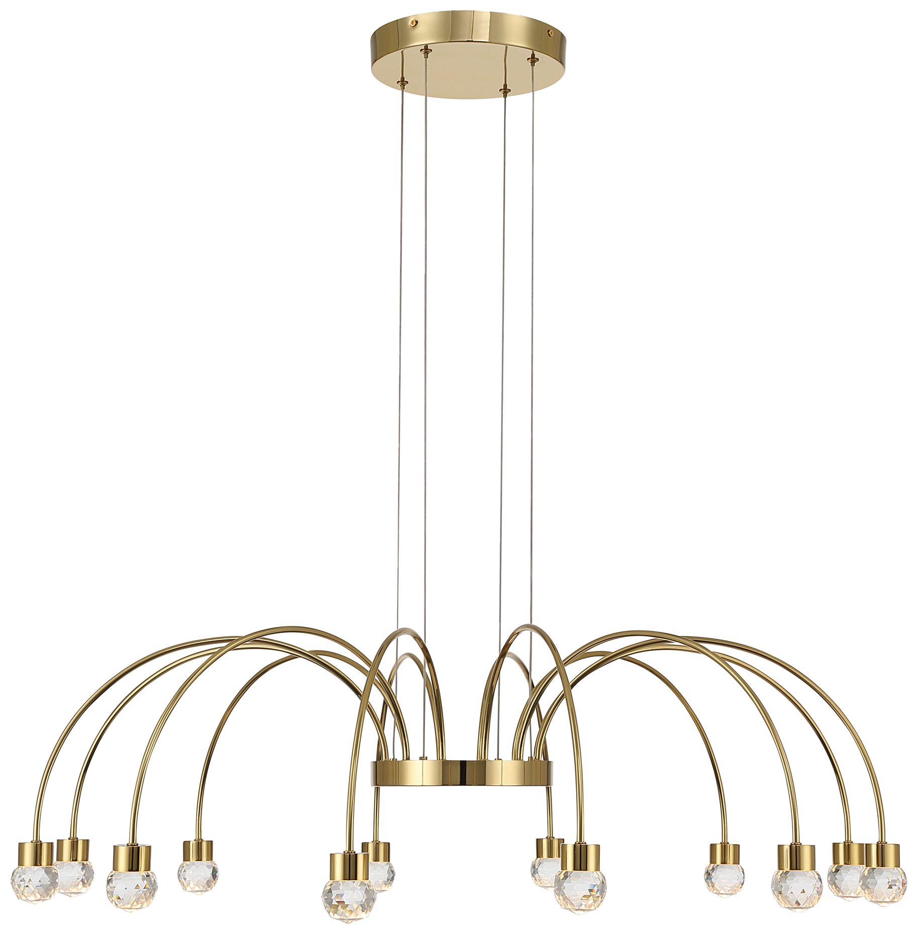 Image 3 Vario Integrated LED 12 light Chandelier in Gold with Crystal diffusers more views