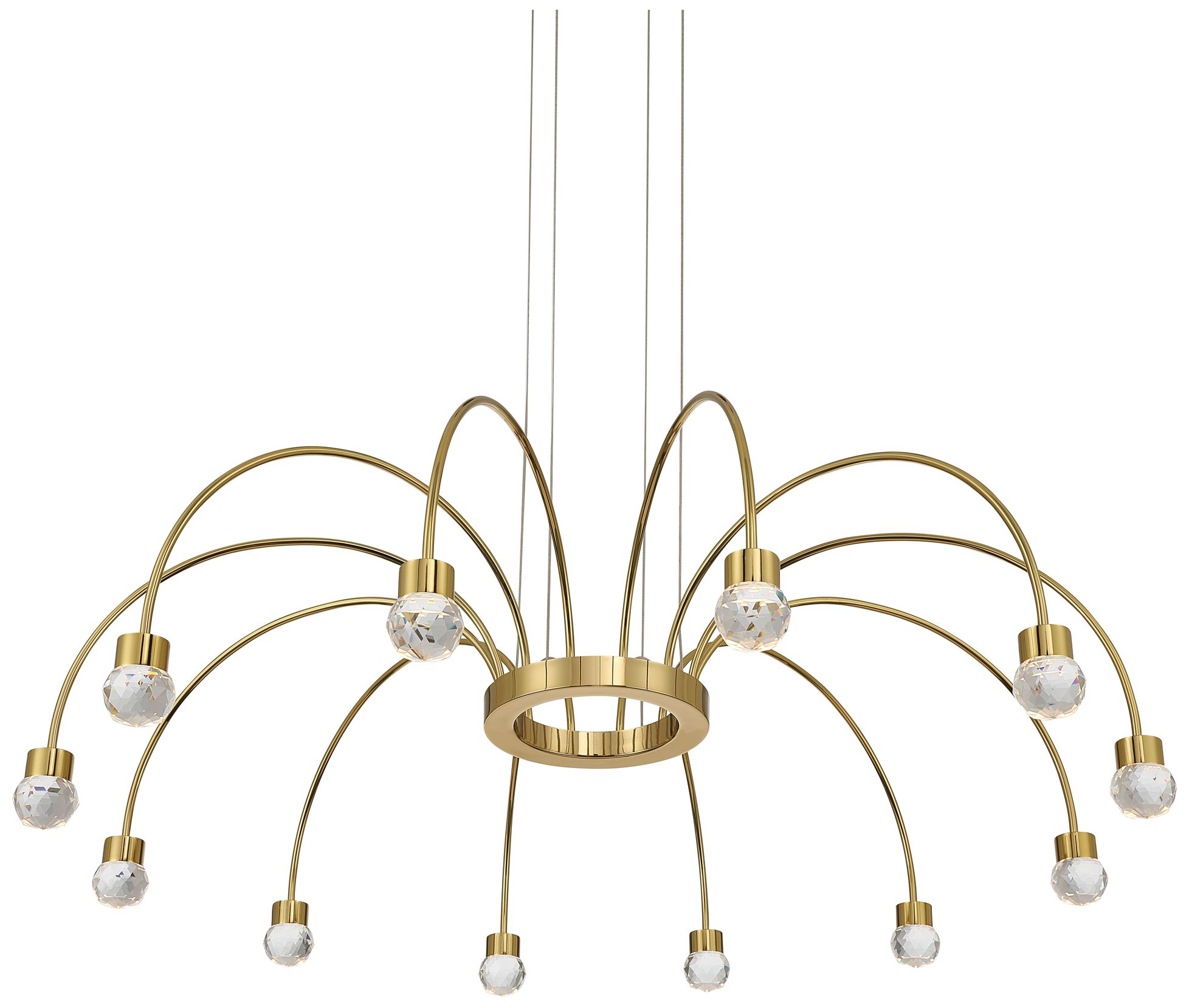 Image 5 Vario Integrated LED 12 light Chandelier in Gold with Crystal diffusers more views