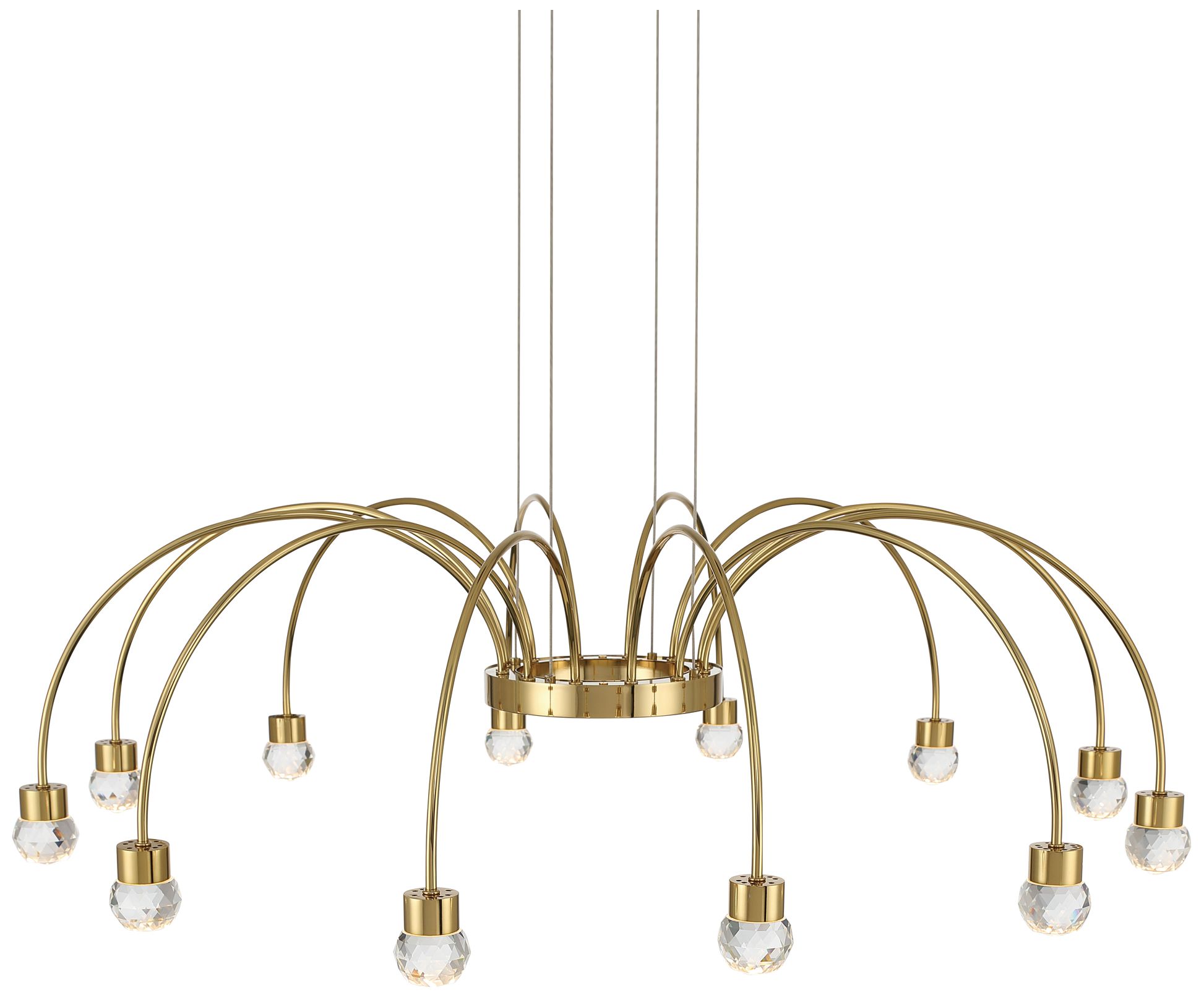 Vario Integrated LED 12 light Chandelier in Gold with Crystal diffusers