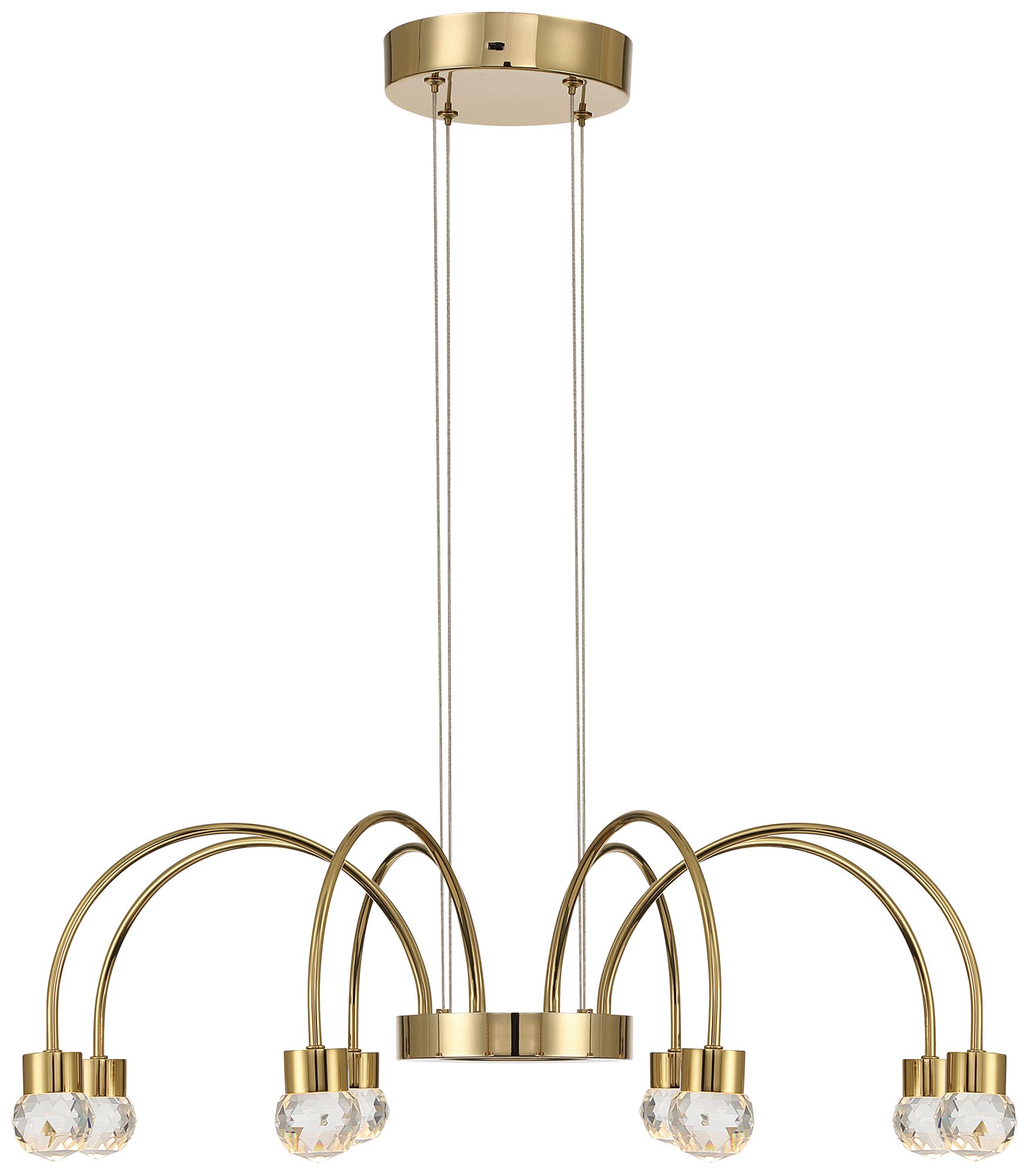 Thumbnail1 of Vario Integrated LED 8 light Chandelier in Titanium Gold w Globe diffusers