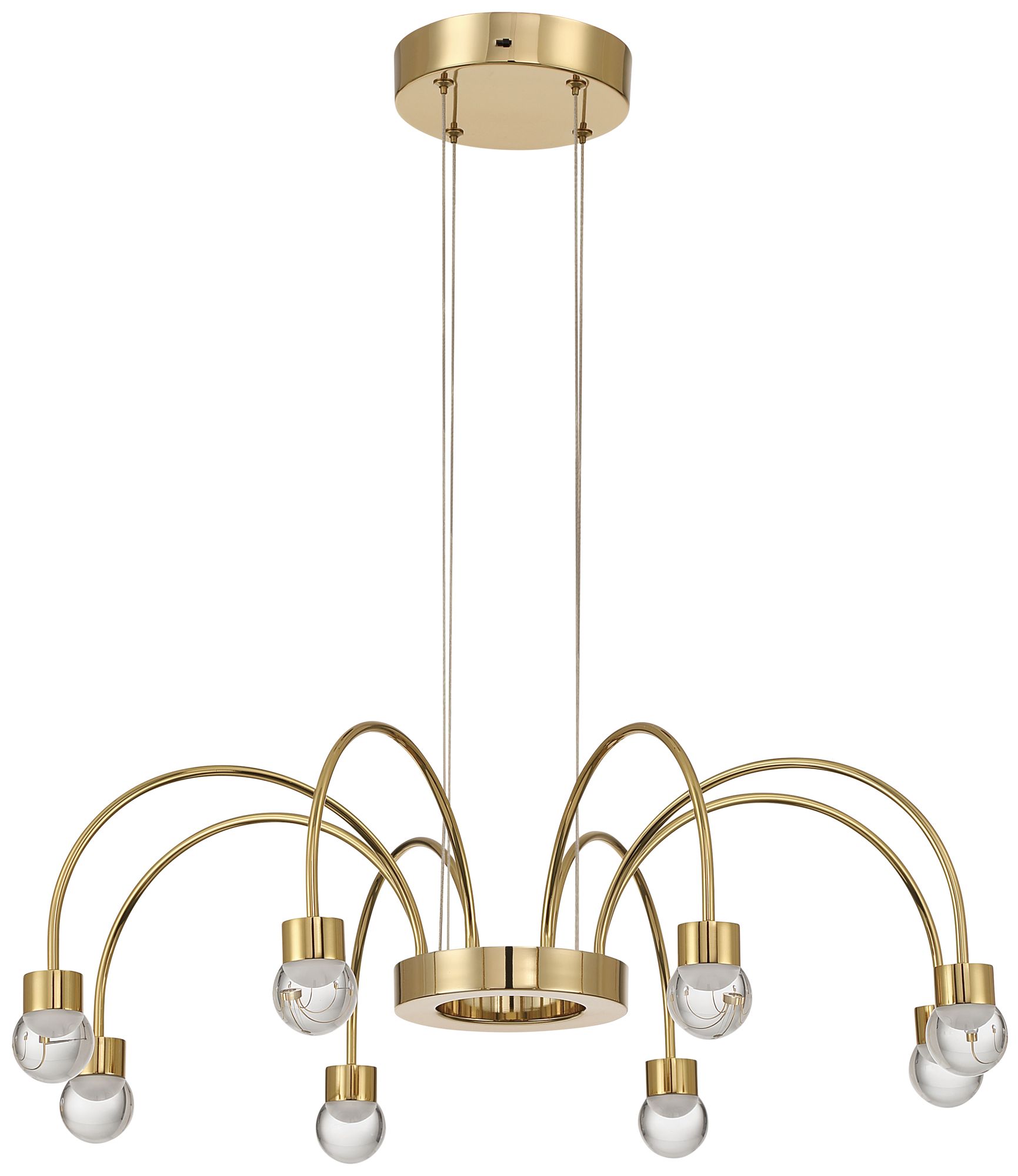 Thumbnail2 of Vario Integrated LED 8 light Chandelier in Titanium Gold w Globe diffusers more views